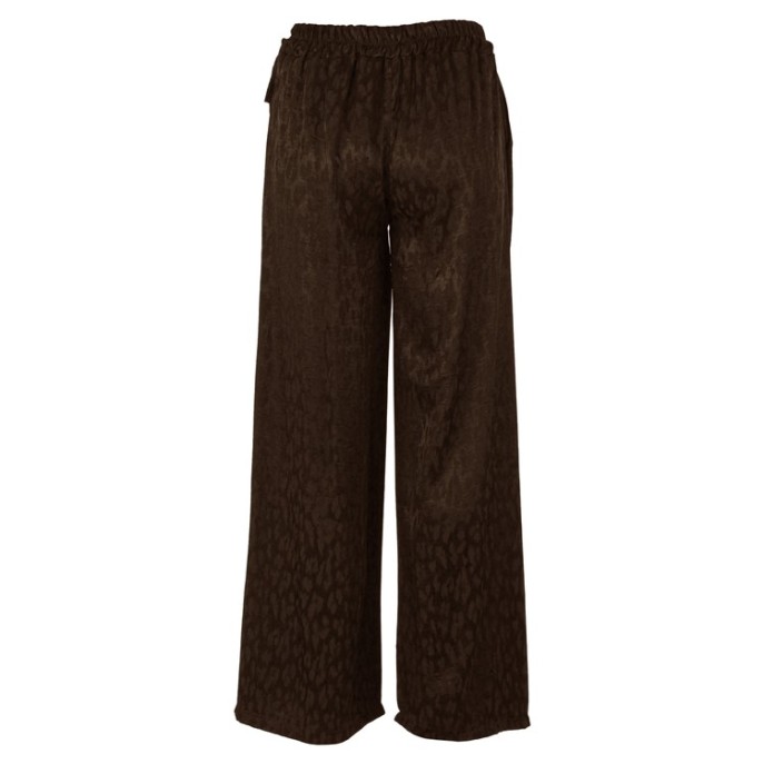 Enjoy Broek satijn panter jacquard Donker bruin